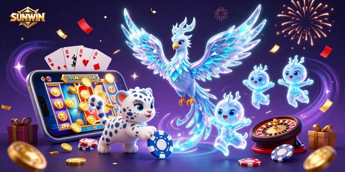 SUNWIN offers an engaging casino experience with an ice phoenix and vibrant game elements.