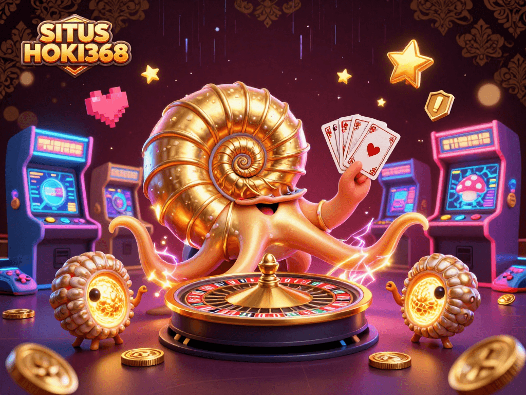 SITUS HOKI368 showcases an engaging gaming experience with a vibrant 3D cartoon environment.