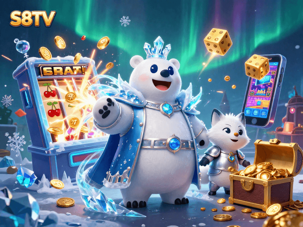 Experience the excitement of S8TV with this vibrant casino scene full of winning opportunities.