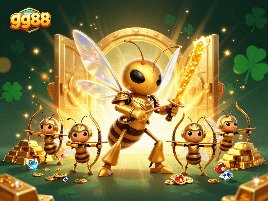 Engage with gg88 as a golden hornet in samurai armor guards a treasure vault filled with riches.
