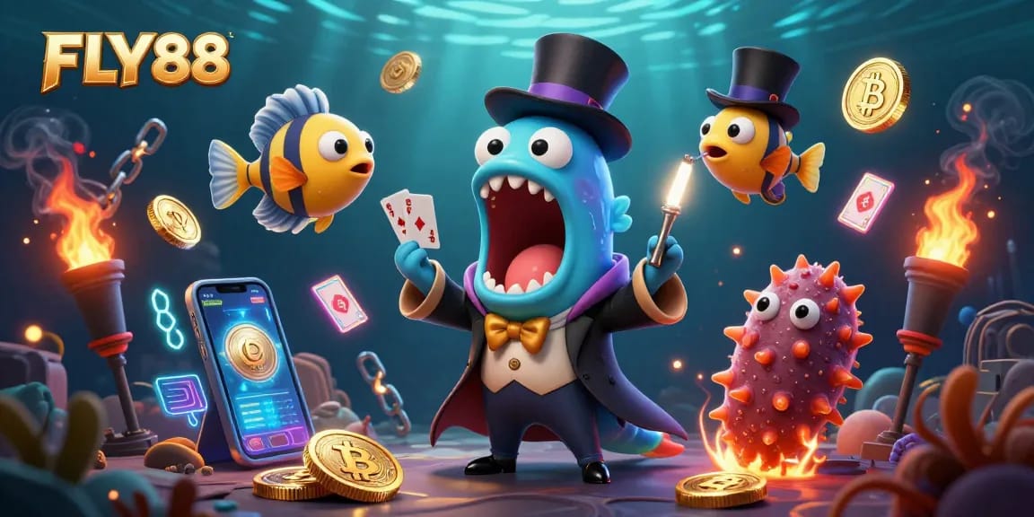 Join the FLY88 adventure in this vibrant deep-sea casino world filled with magic and thrill.