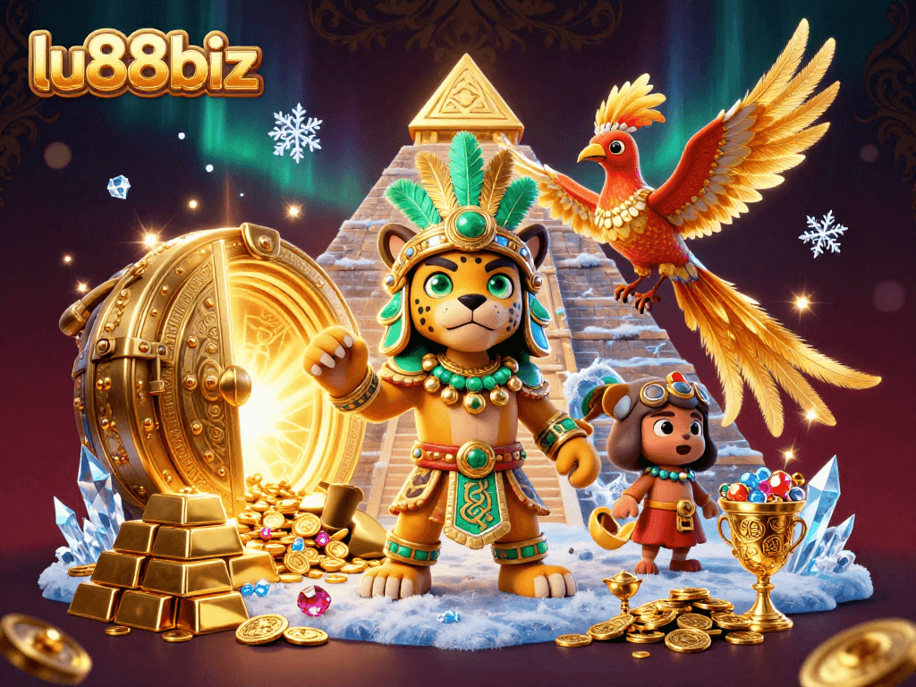 Experience winning strategies at lu88biz with vibrant 3D casino illustrations showcasing excitement and luxury.