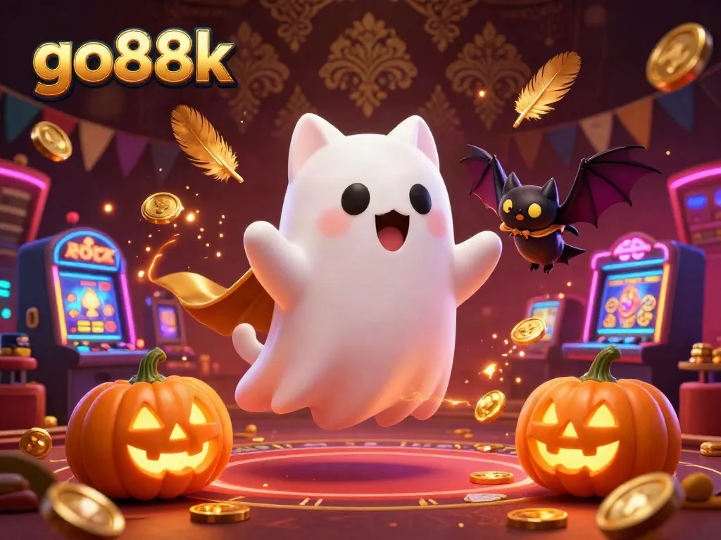 Engage with go88k's vibrant casino adventure featuring a ghost cat and enchanting elements.