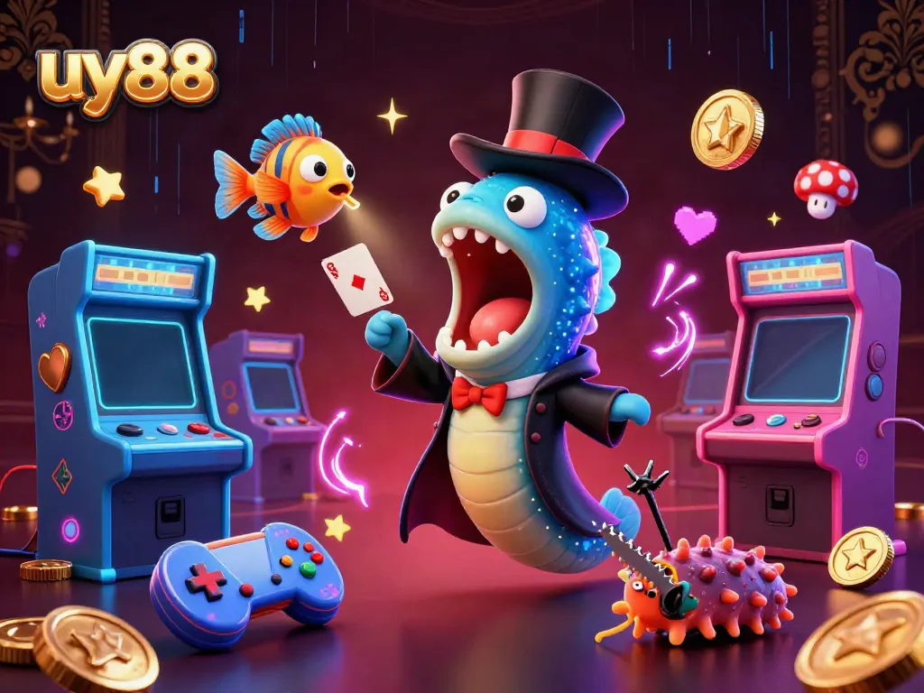 Engage in thrilling uy88 card tricks with magical creatures in a vibrant casino atmosphere.