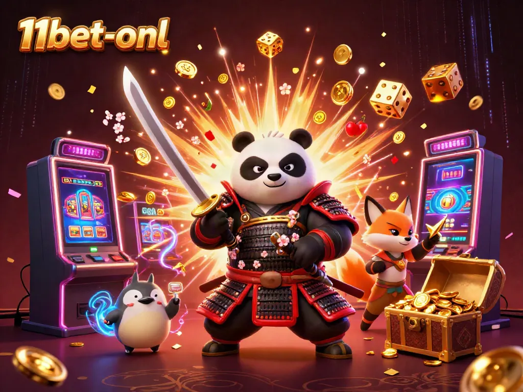 Experience the excitement of 11bet-onl with a dynamic 3D illustration of animated casino characters and games.