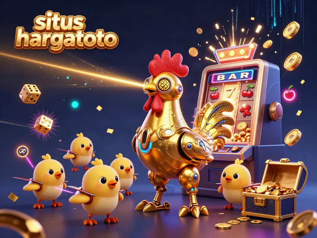 Exciting jackpot celebration scene featuring situs hargatoto with dynamic casino visuals and characters.