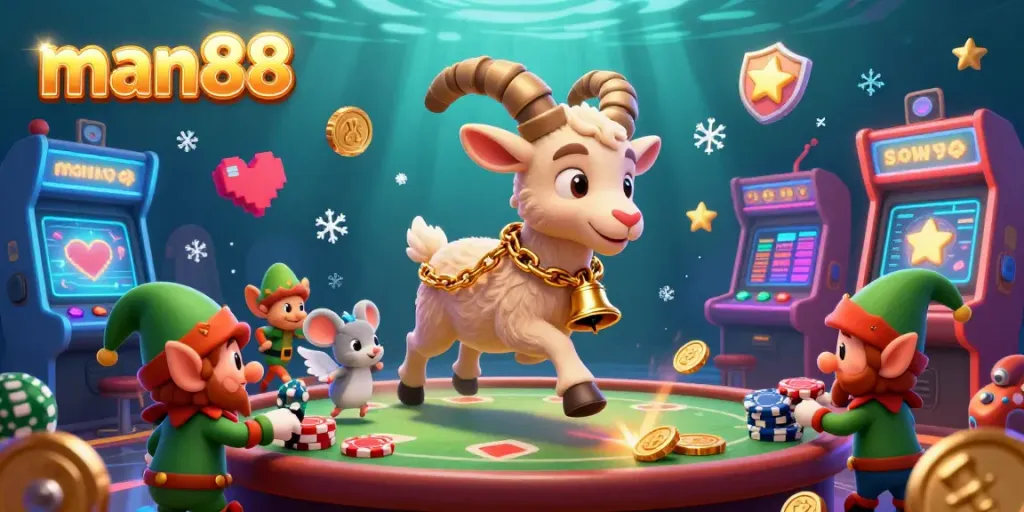 Experience the thrilling atmosphere of man88 casino with playful characters stealing poker chips amidst vibrant games.
