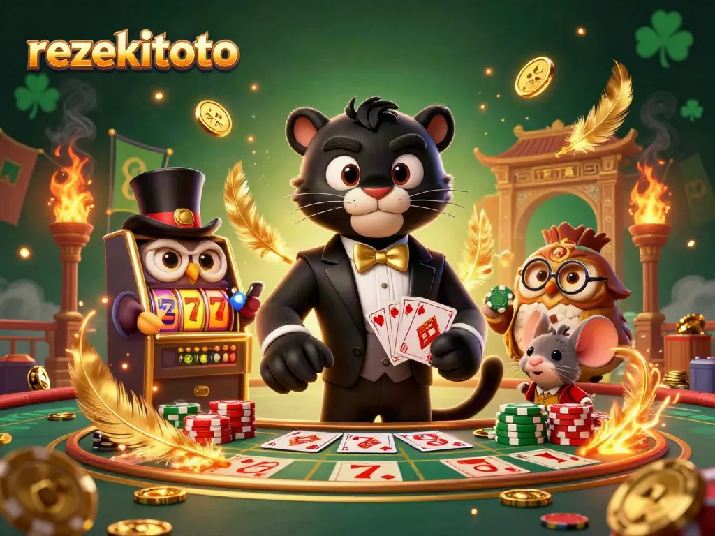 Engage with rezekitoto in a vibrant 3D casino scene with a winning atmosphere.