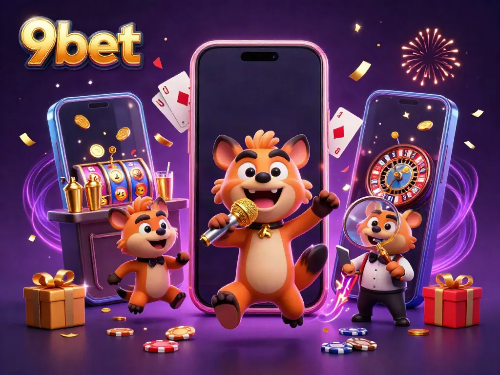 Experience vibrant entertainment at 9bet, featuring a lively casino scene with hyenas in action.