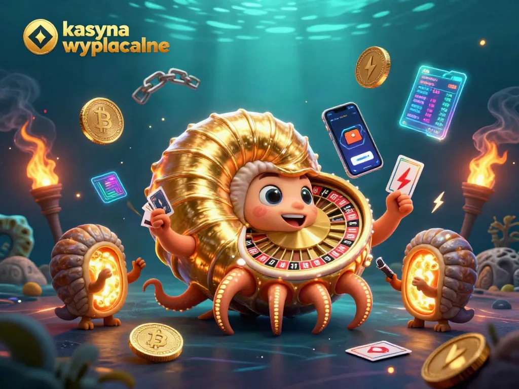 Play with kasyna wyplacalne at a vibrant casino scene with dynamic characters and crypto elements.