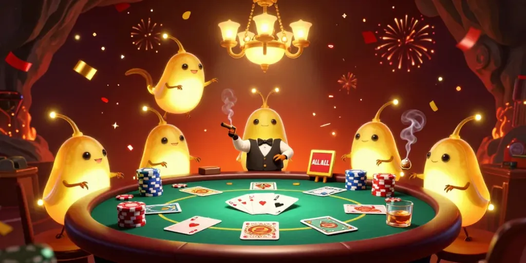 Experience the exciting HWGSLOT LOGIN environment with glowworms illuminating a vibrant cave casino scene filled with poker elements.