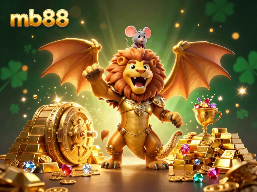 Win big at mb88 with a triumphant chimera and dazzling treasures in this captivating casino scene.