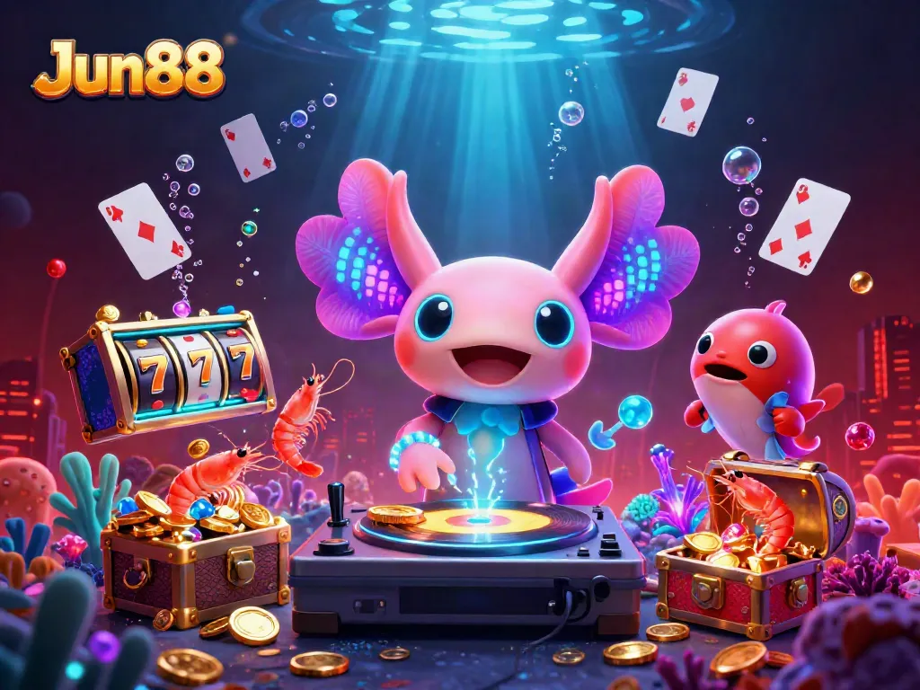Jun88 invites players to enjoy dynamic gambling with a colorful underwater casino scene.