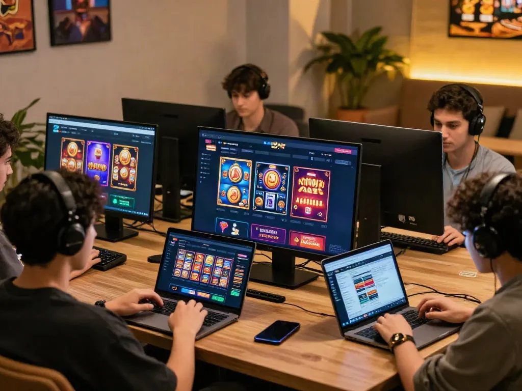 Interactive online gaming experience on DA88 platform showcasing diverse players engaging with digital slots and promotions.