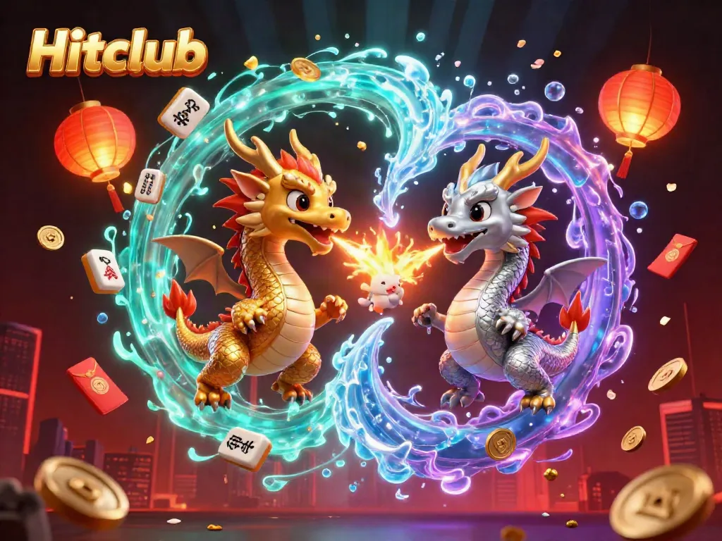Engage with the thrill at Hitclub, featuring dragons and vibrant casino elements.