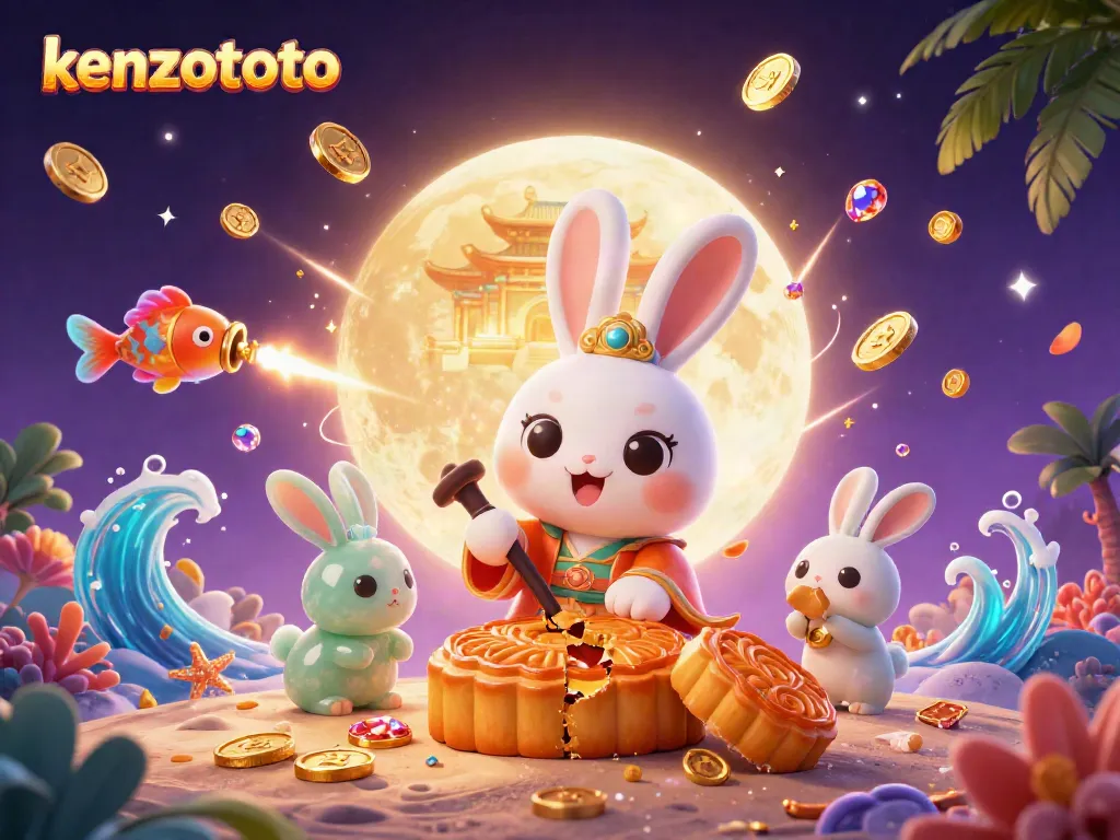 Experience the thrill of kenzototo as vibrant sea creatures swim amidst the lunar landscape in this dynamic illustration.