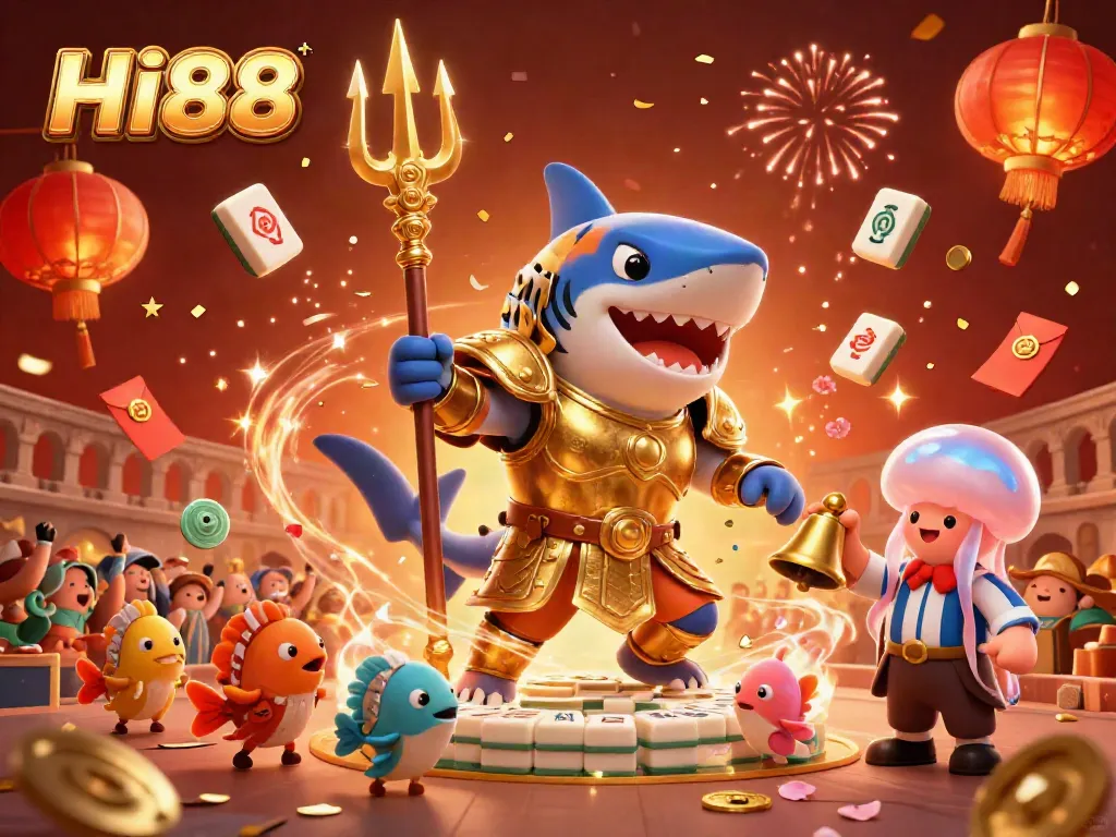 Experience the excitement of HI88 with a vibrant underwater casino scene filled with dynamic gaming elements and characters.