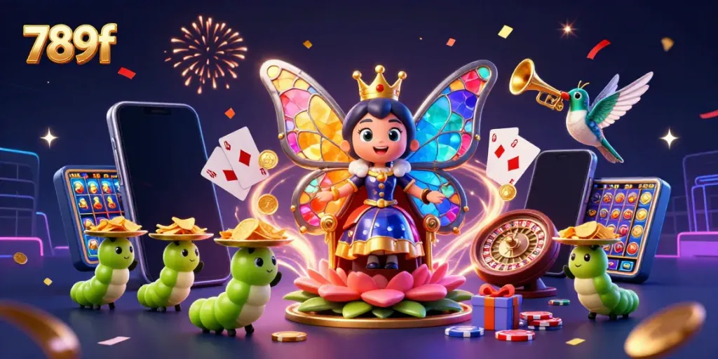 Engage in vibrant slot action at 789f with a magical butterfly queen amidst dynamic gameplay elements.