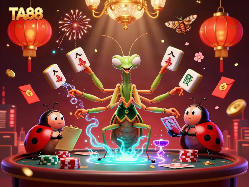 Experience the excitement of gambling at TA88 with vibrant characters in an animated casino scene.