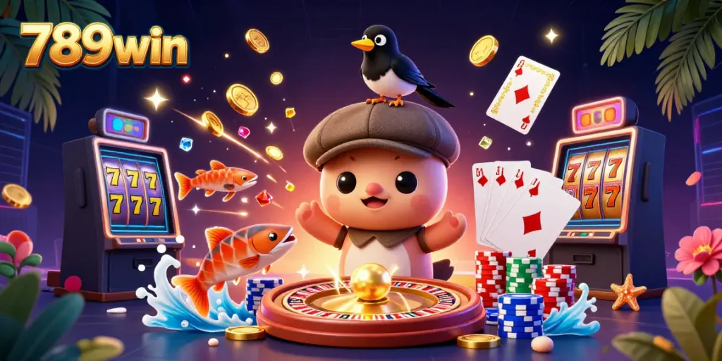 Experience thrilling adventures at 789win with playful characters and vibrant casino elements.