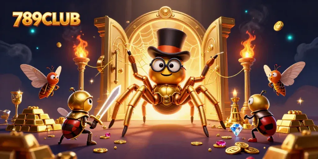 Experience the excitement of 789CLUB with a captivating 3D casino scene full of gems and treasure.