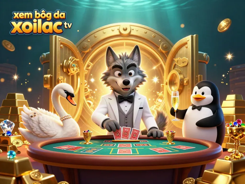 Xem bóng đá xoilac tv with vibrant, interactive characters and exciting casino elements rendered in 3D.