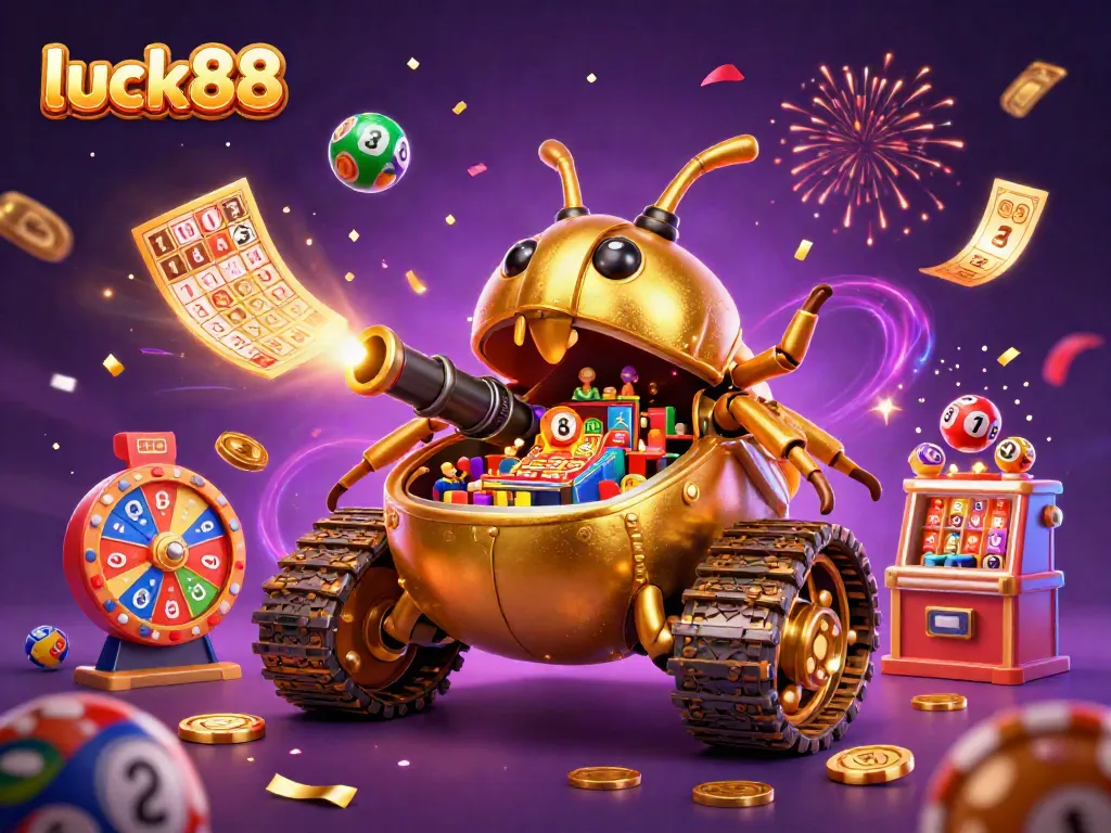 Experience thrilling gaming action with luck88 in a vibrant casino-themed illustration full of excitement.