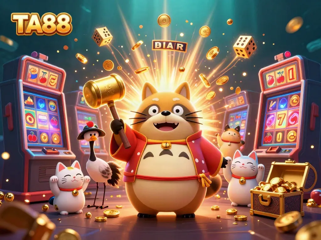 Join TA88's exciting world as cheerful tanuki and friends celebrate with a jackpot explosion!