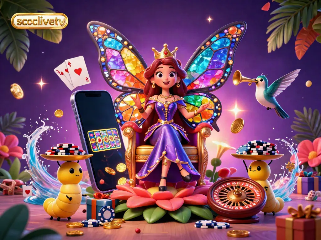Socolivetv engages players with a vibrant 3D illustration, showcasing exciting casino elements and characters.