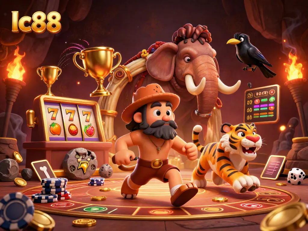 Experience excitement at lc88 casino with classic slots, vibrant gold coins, and colorful characters.