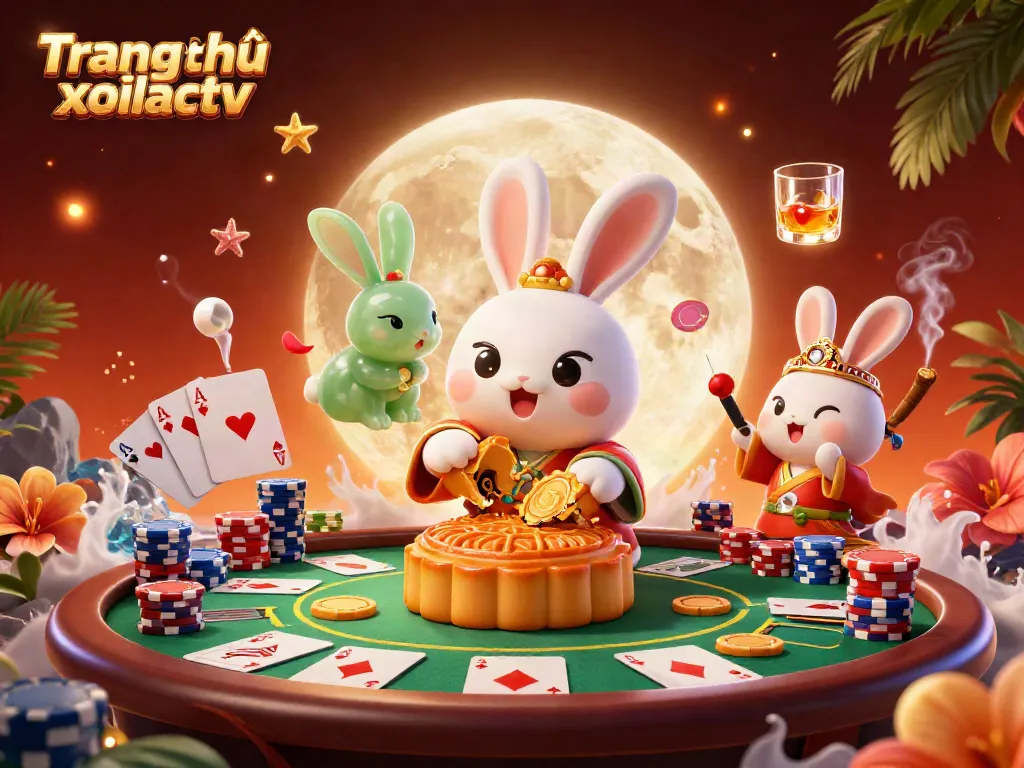 Experience the thrilling world of gambling at Trang chủ xoilactv, featuring an engaging moon rabbit scene.