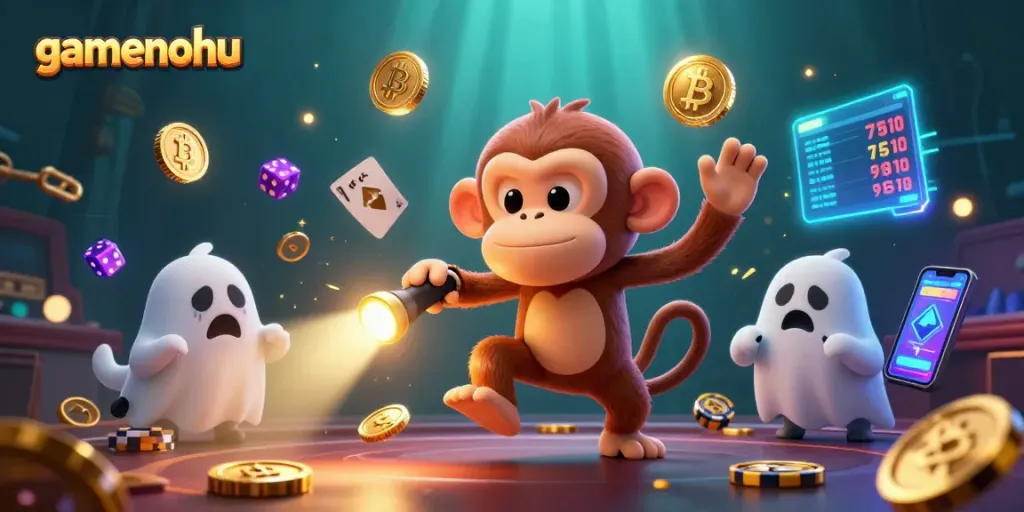 Experience gamenohu's lively casino atmosphere with a playful poltergeist and curious puppy.