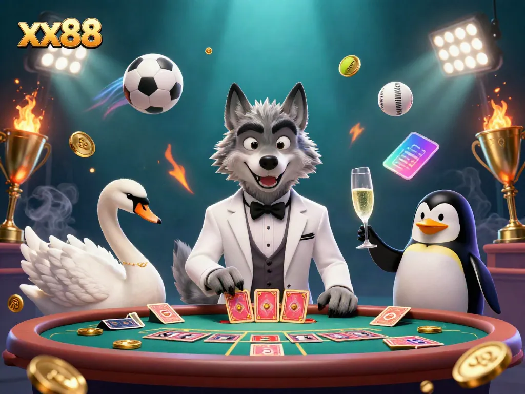 Experience thrilling baccarat action with xx88's stylish 3D casino illustration featuring vibrant characters and dynamic elements.