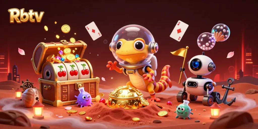 Menangkan taruhan di Rbtv dengan gecko Martian yang meneliti kasino emas di Mars.