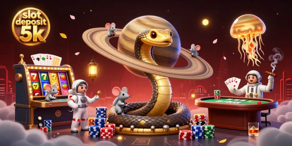 Menangkan permainan slot deposit 5k dengan ilustrasi kasino menggoda yang penuh warna.