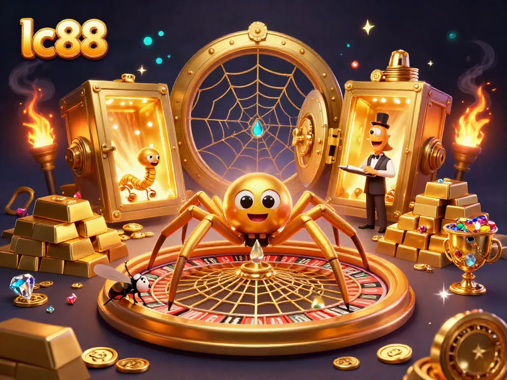 Unleash excitement at lc88 with a spider-themed roulette wheel and dynamic casino elements.