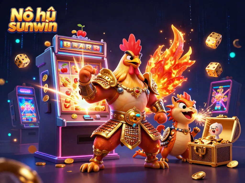 Experience thrilling jackpots with Nổ hũ sunwin in this dynamic casino illustration featuring vibrant game elements.