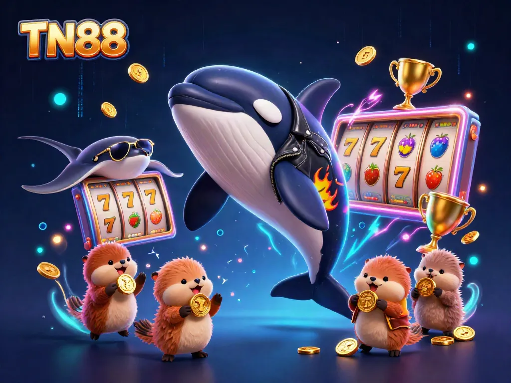 Engage with TN88 casino-themed adventure featuring vibrant characters and dynamic slot elements.
