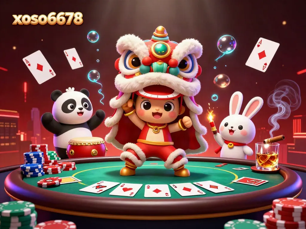 Experience the excitement of xoso6678 and dynamic gameplay in a vibrant 3D casino scene