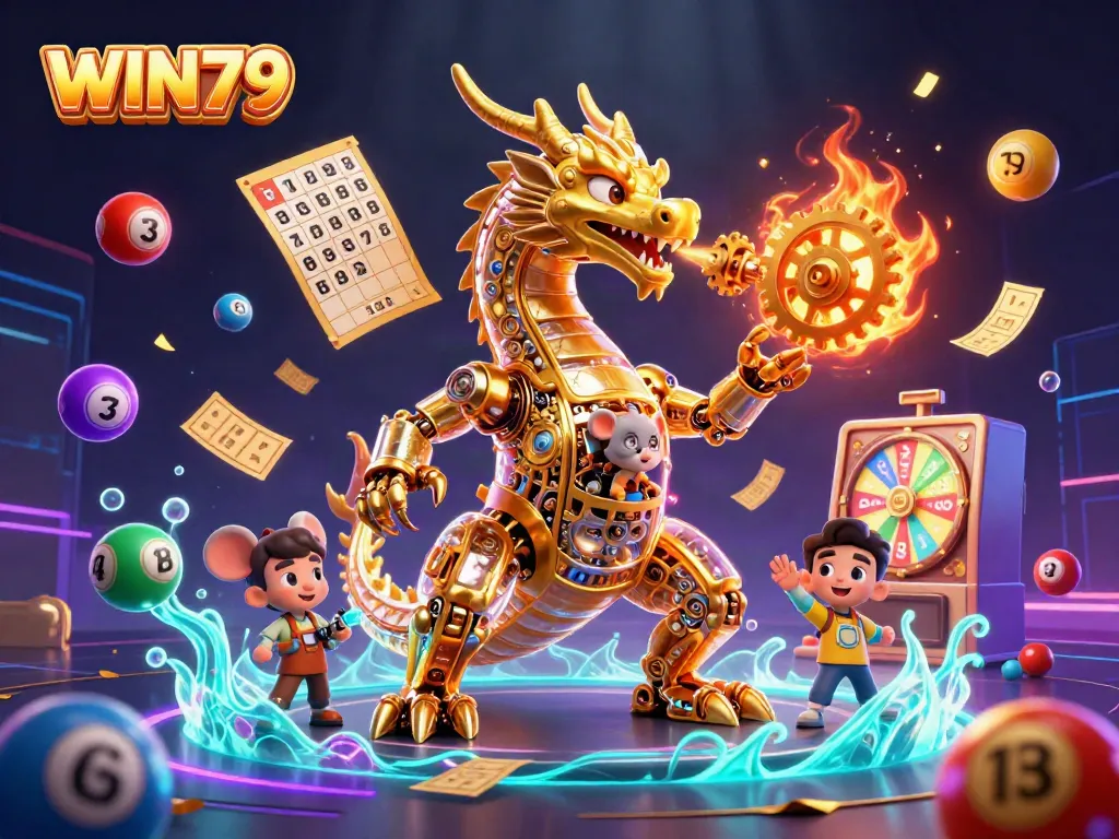 Engage with WIN79 as the golden dragon immerses you in a vibrant lottery scene brimming with excitement.