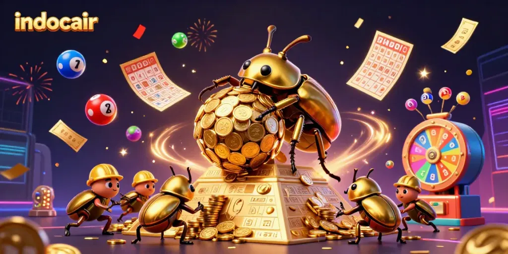 Permainan slot online di indocair menampilkan berbagai elemen kasino yang menarik dan berwarna.