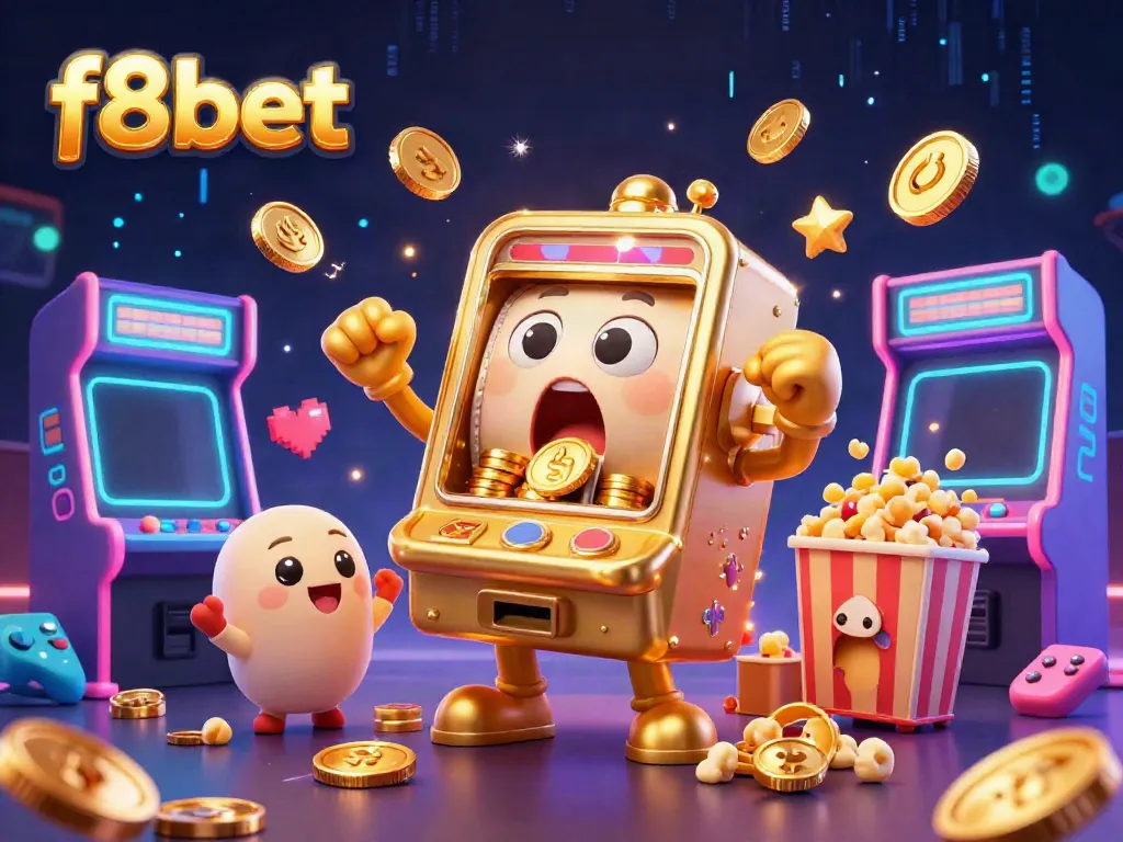 Engage with f8bet's thrilling jackpot excitement featuring lively slot machines and vibrant arcade elements.